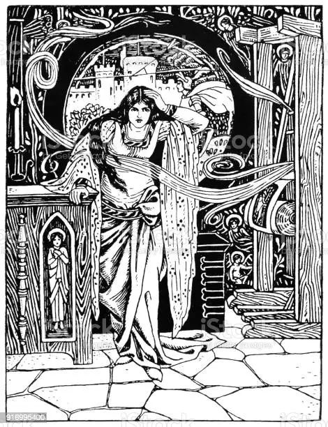 La Dame de Shalott - Florence M. Rutland - Illustration libre de droits